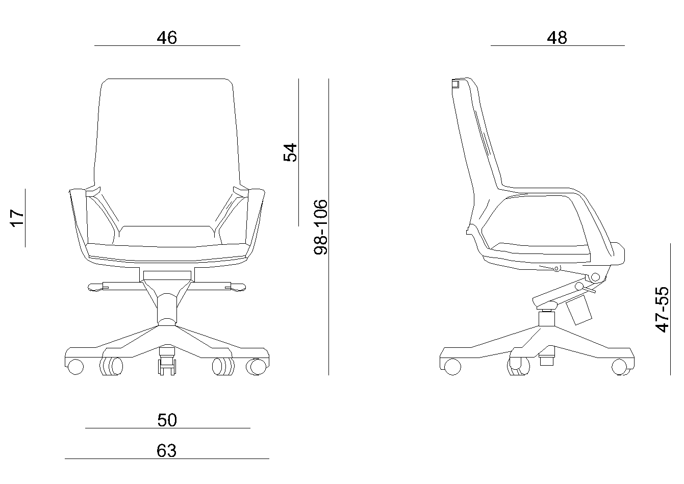 Ergonomisch_Brostuhl_weiss_schwarz_APOLLO_M_abmessungen